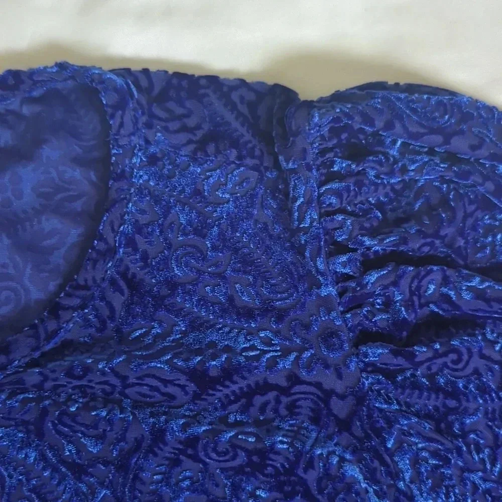 NWT LOFT Mosaic Cozy Velour Top, Cinderella Blue Size M